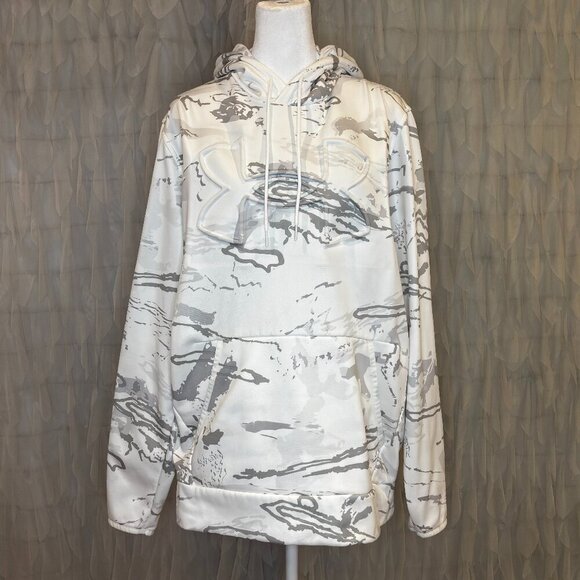 Under Armour Men’s Hoodie Size L – White Camo Pullover Sweatshirt - Picture 3 of 9